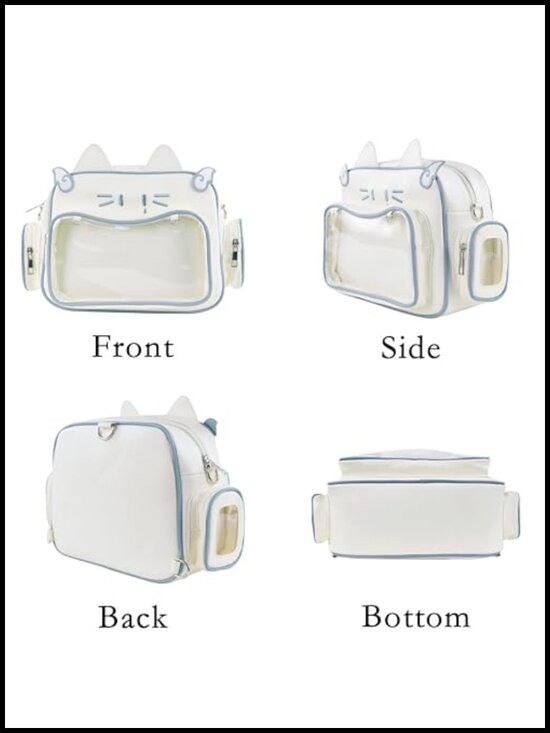 Kawaii Cat Ita Bag Backpack Clear Window Crossbody PU Leather Anime Pin Display main image 5